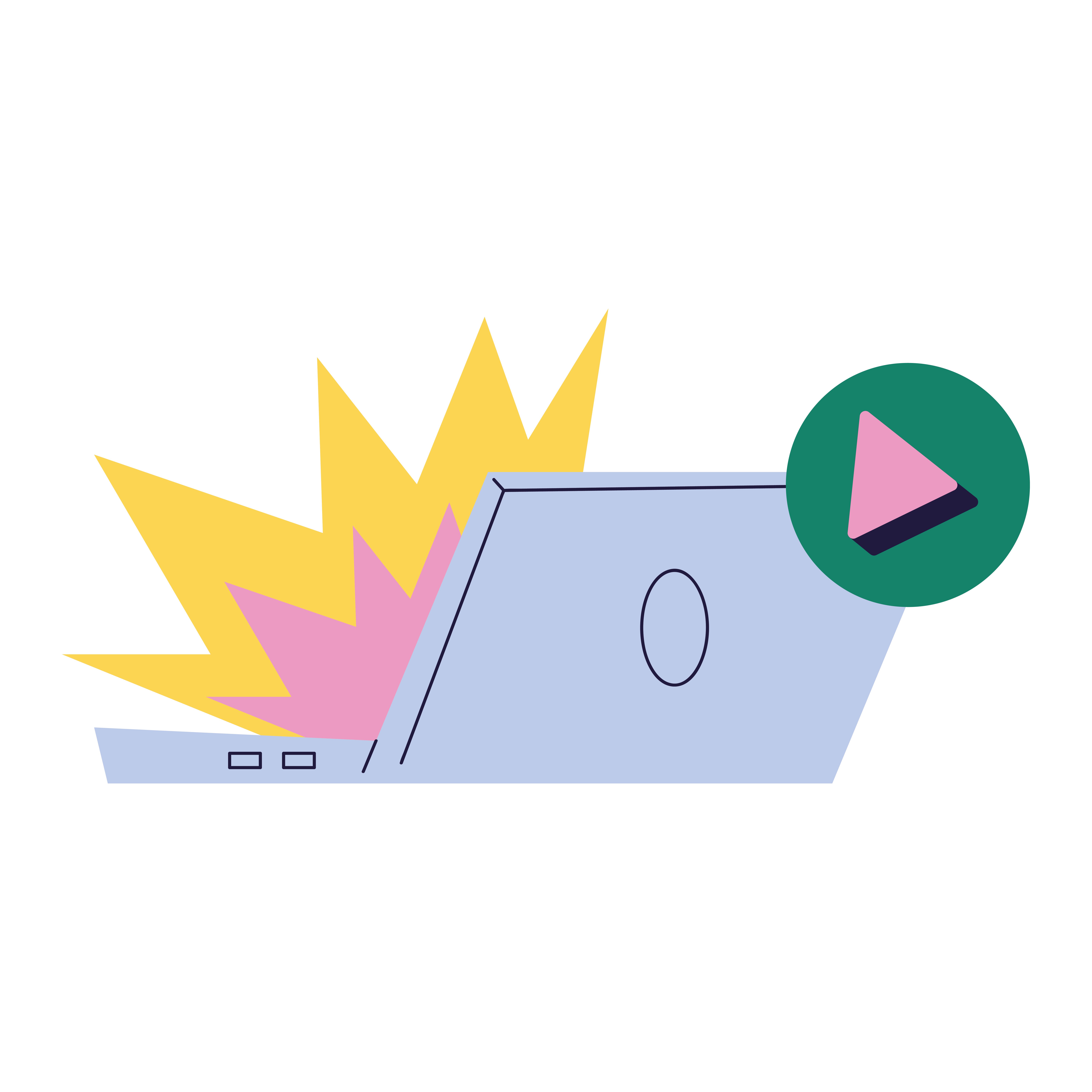 Illustrated laptop with media player