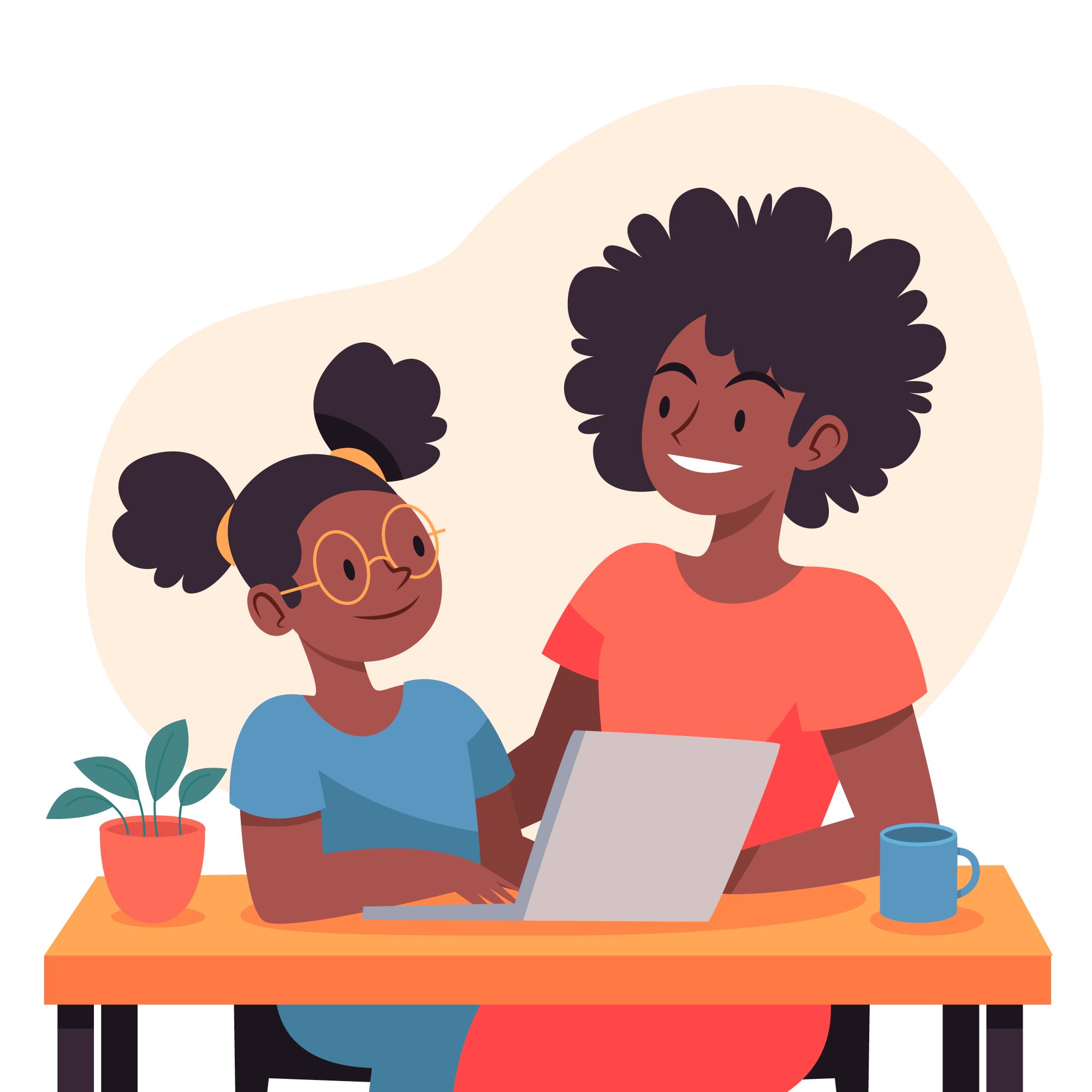 Illustration of mentors helping learners